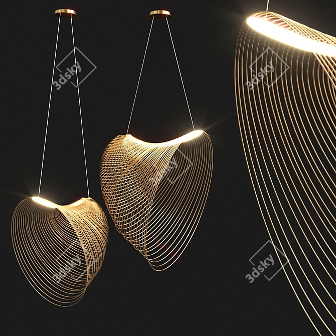 Modern Wood Pendant Lamp 2014 3D model image 3