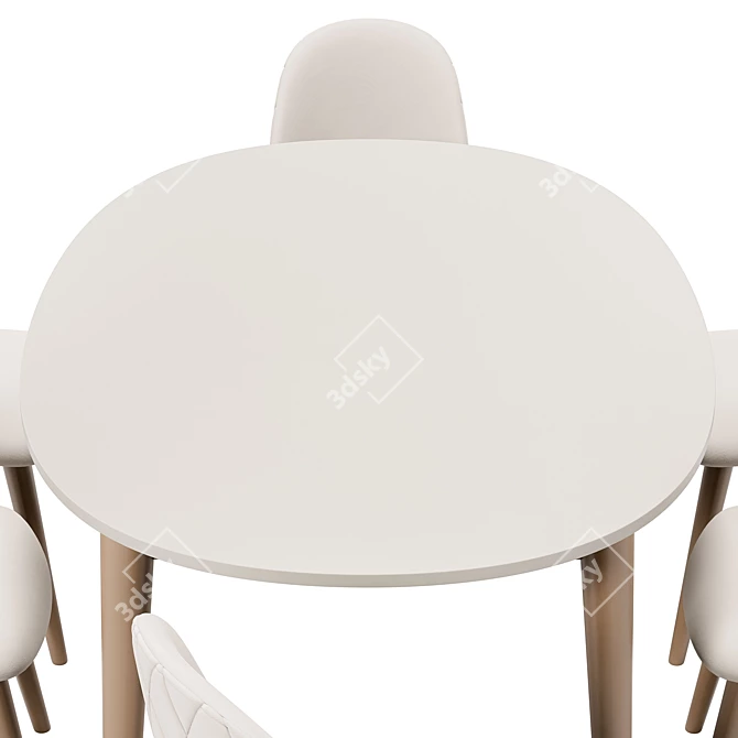 Nicole Dining Set White Beige 3D model image 2