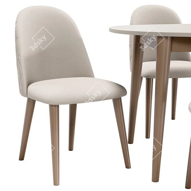 Nicole Dining Set White Beige 3D model image 3