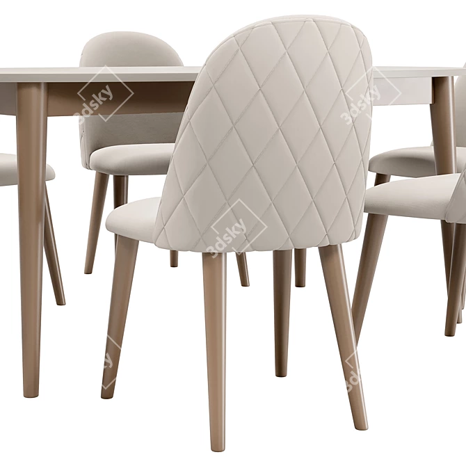 Nicole Dining Set White Beige 3D model image 4