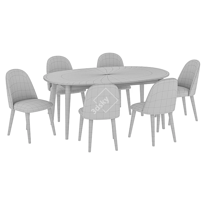 Nicole Dining Set White Beige 3D model image 5