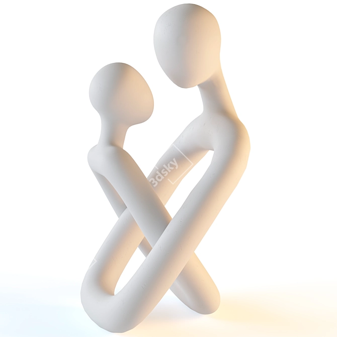 Scandinavian Style Abstract Couple Figurine 3D model image 2