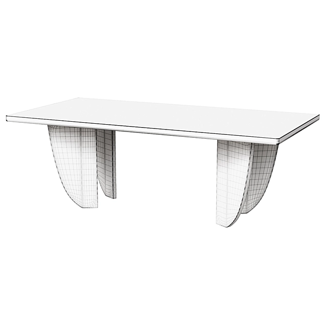 Rectangular Black Ash Wood Dining Table 3D model image 2