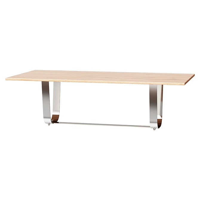 Modern Oak Metal Dining Table 3D model image 1