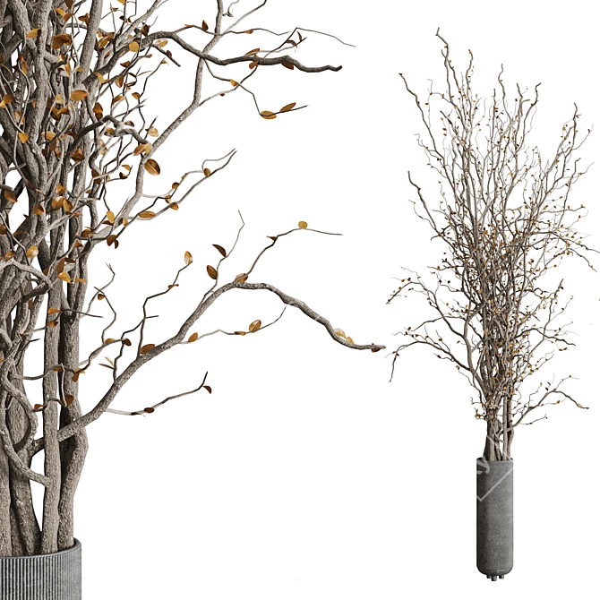 Autumn Tree Branches Concrete Vase 3D model image 2