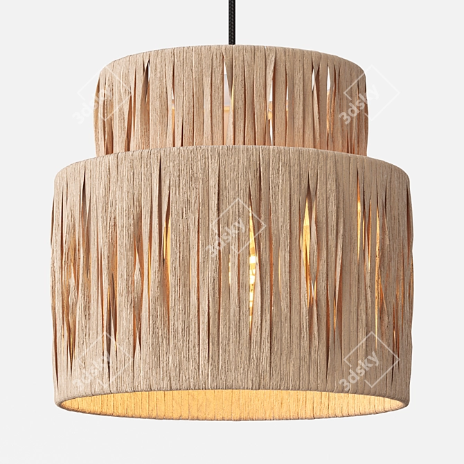 Rattan Palm Eastern Style Chandelier 3D model image 2