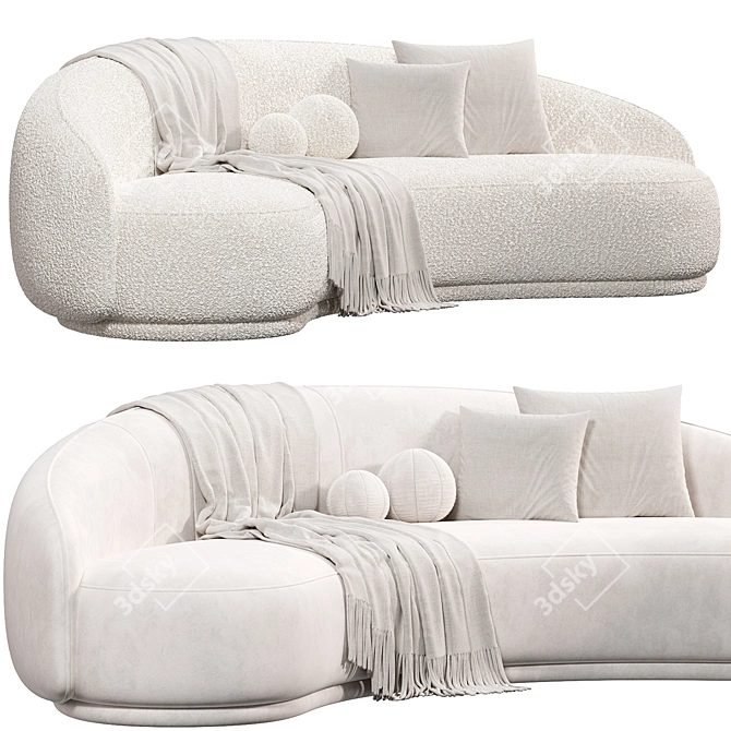 Curved Boucle Sofa: Modern Elegance 3D model image 2