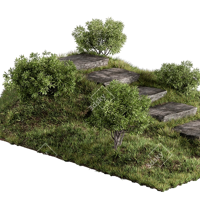 Rock Stairs Garden Landscape Element 3D model image 3