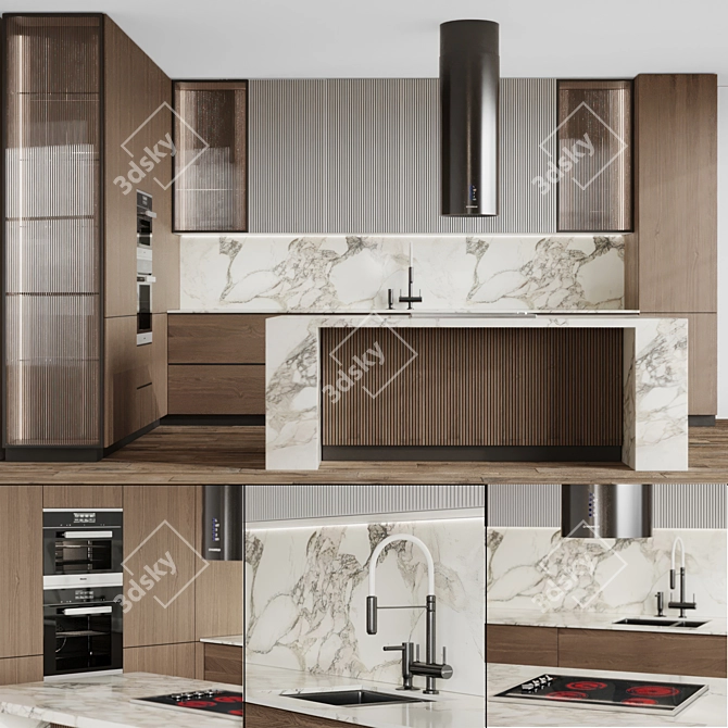 Modern L-Shaped Kitchen Model 3D model image 1