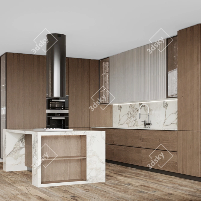 Modern L-Shaped Kitchen Model 3D model image 2