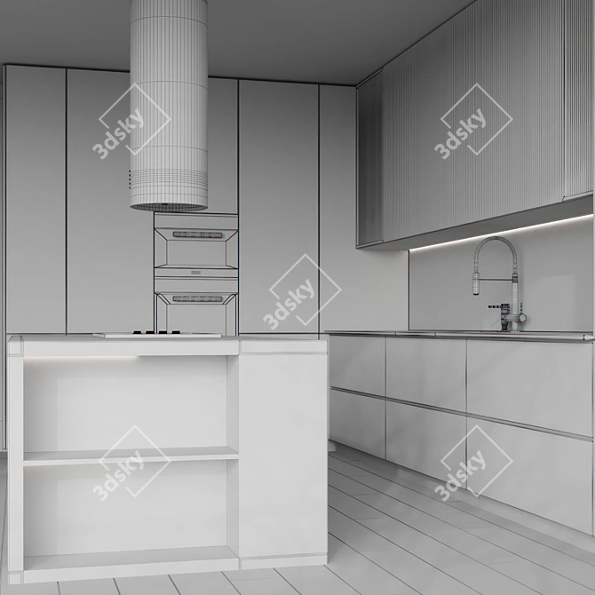 Modern L-Shaped Kitchen Model 3D model image 7