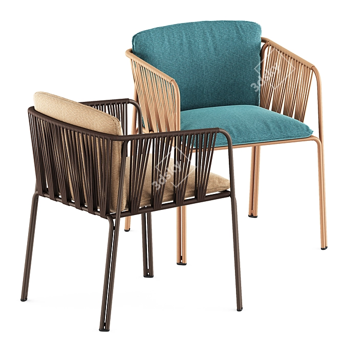 Modern Chic Furniture Set: Nari Armchair & Cabin Table 3D model image 4