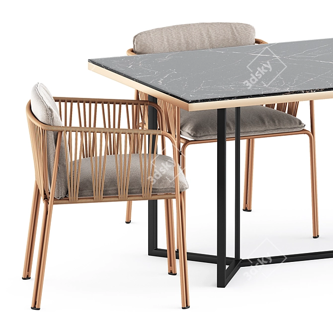 Stylish Nari Armchair & Horizon Dining Table 3D model image 2