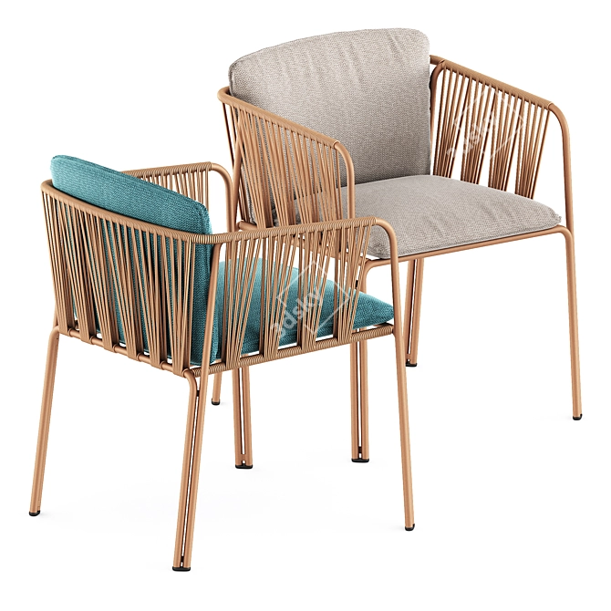 Stylish Nari Armchair & Horizon Dining Table 3D model image 4