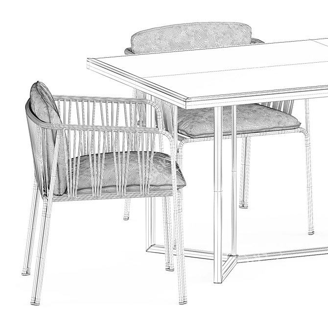 Stylish Nari Armchair & Horizon Dining Table 3D model image 5