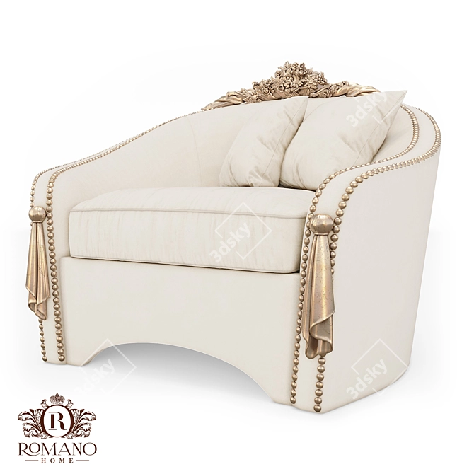 Handcrafted Madlen Grand Armchair 3D model image 1