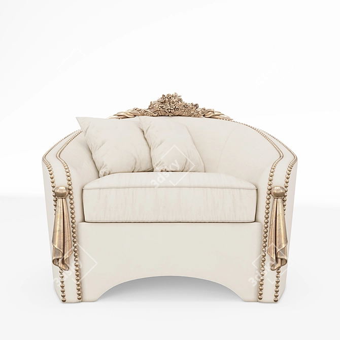 Handcrafted Madlen Grand Armchair 3D model image 2