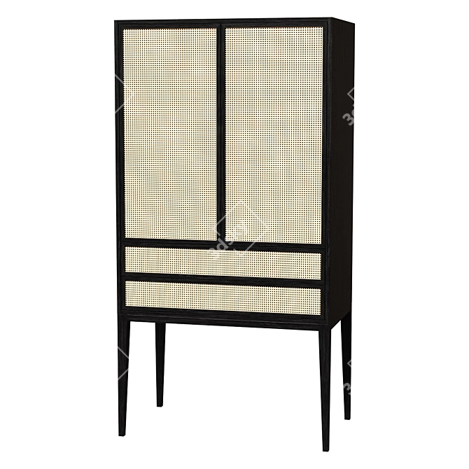 Rattan Style Storage Cabinet 3D model image 1