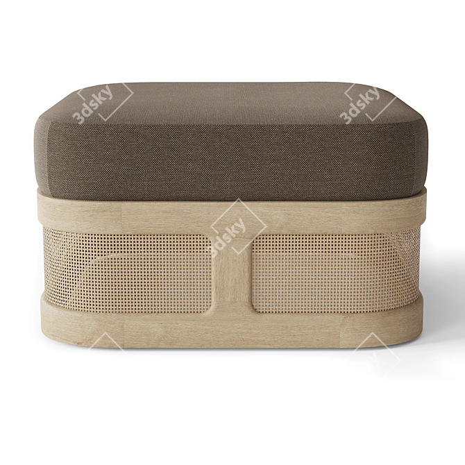 Trieste Teak Ottoman with Cushion 3D model image 2