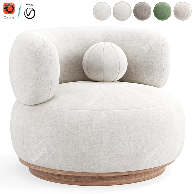 Modern Swivel Accent Chair White 3D model image 1