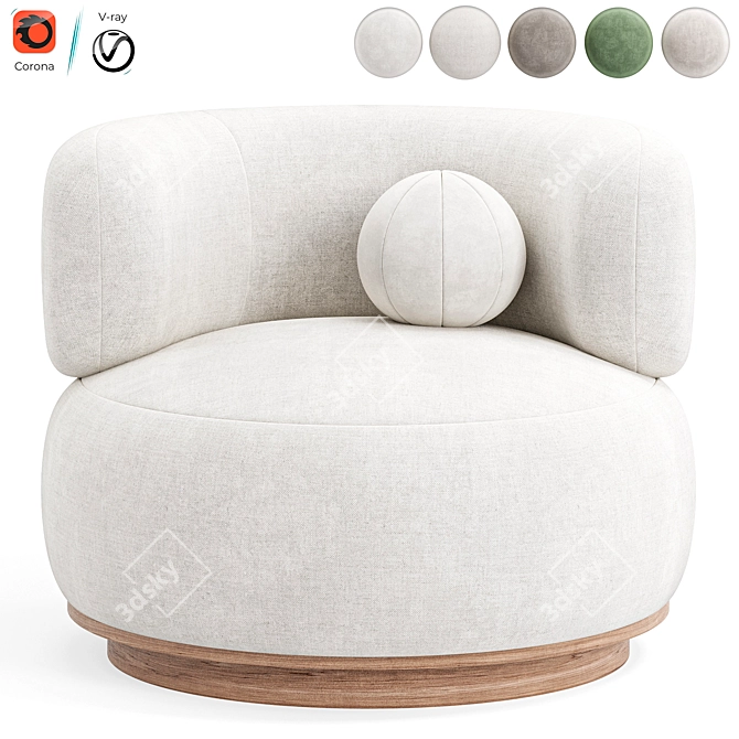 Modern Swivel Accent Chair White 3D model image 2