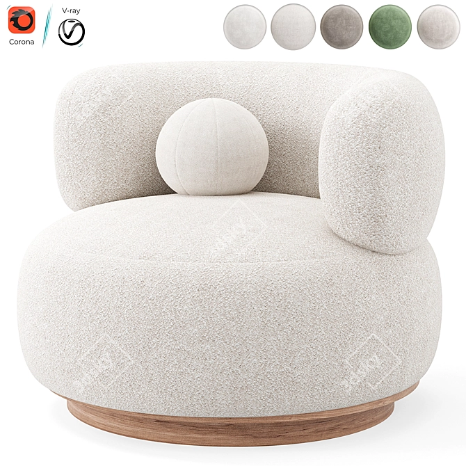 Modern Swivel Accent Chair White 3D model image 3