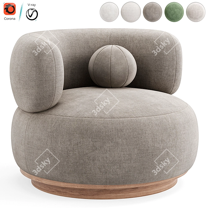 Modern Swivel Accent Chair White 3D model image 4