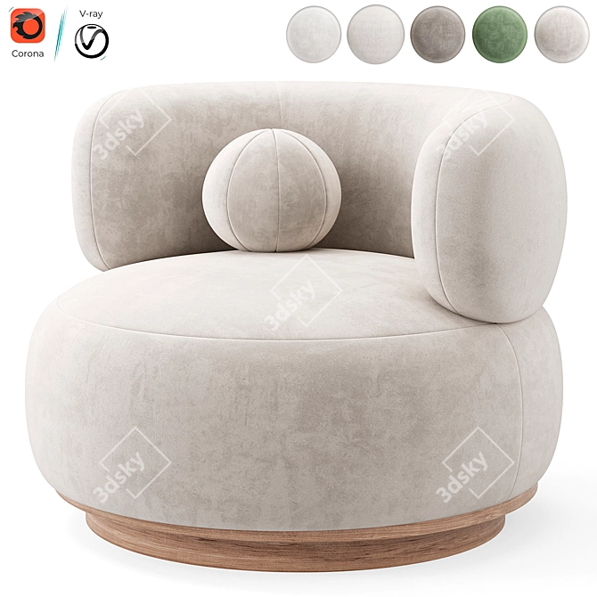 Modern Swivel Accent Chair White 3D model image 5