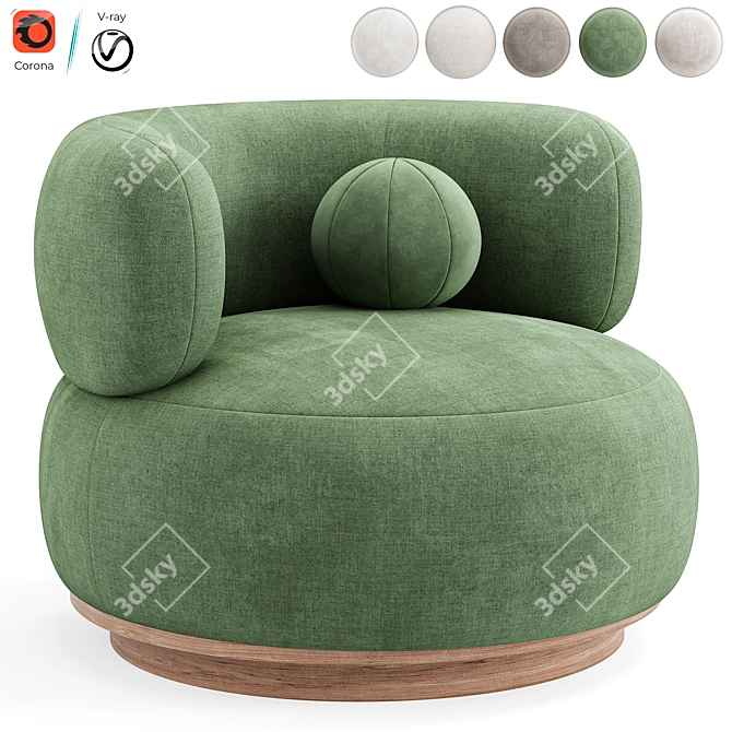 Modern Swivel Accent Chair White 3D model image 6