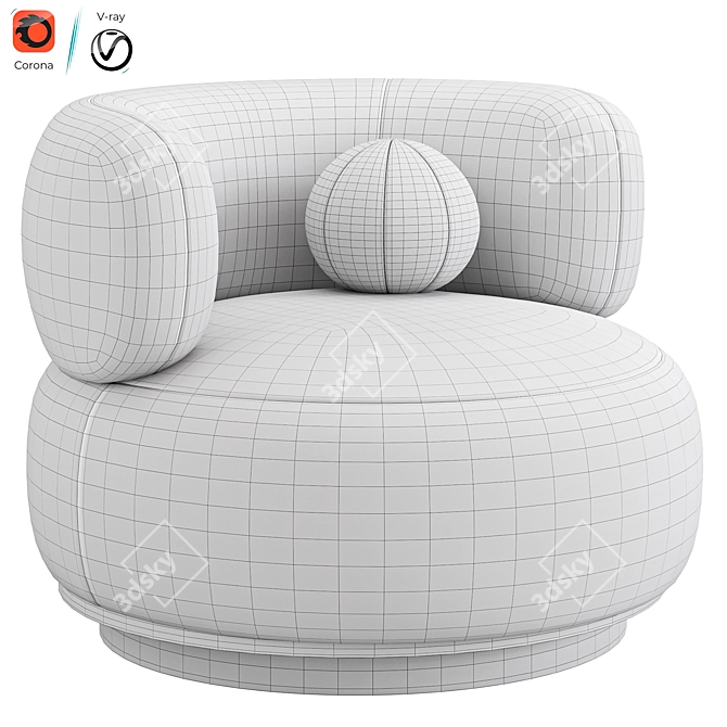 Modern Swivel Accent Chair White 3D model image 7