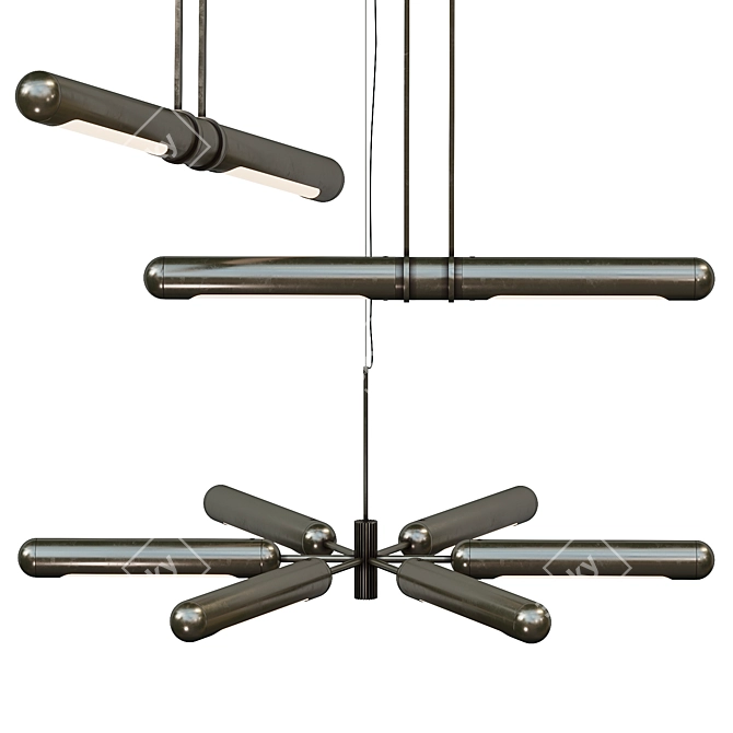 Bronze Bullet Pendant Light 3D model image 1