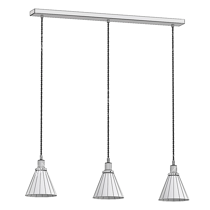 Modern Trio Cone Pendant Light 3D model image 3