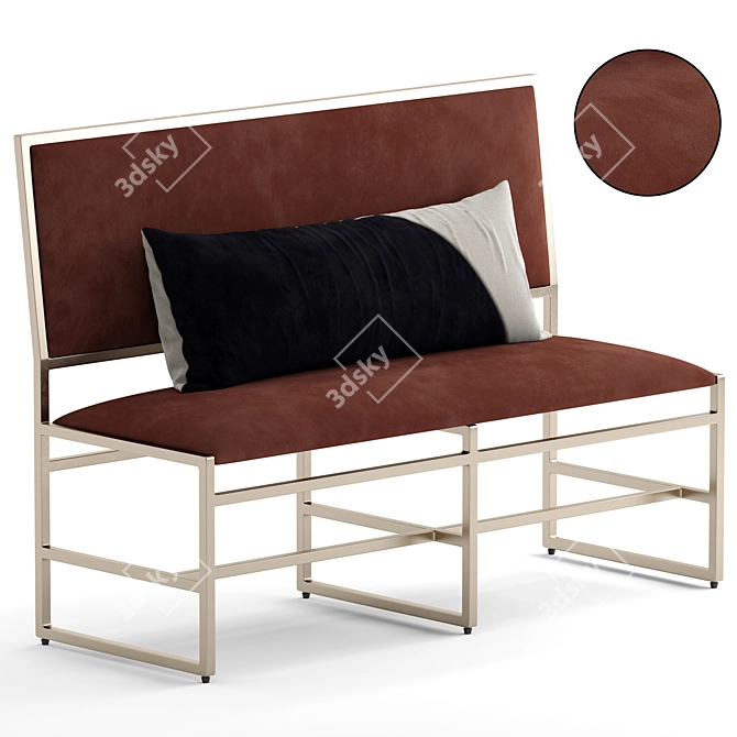 Plush Velvet Upholstered Bench 3D model image 2