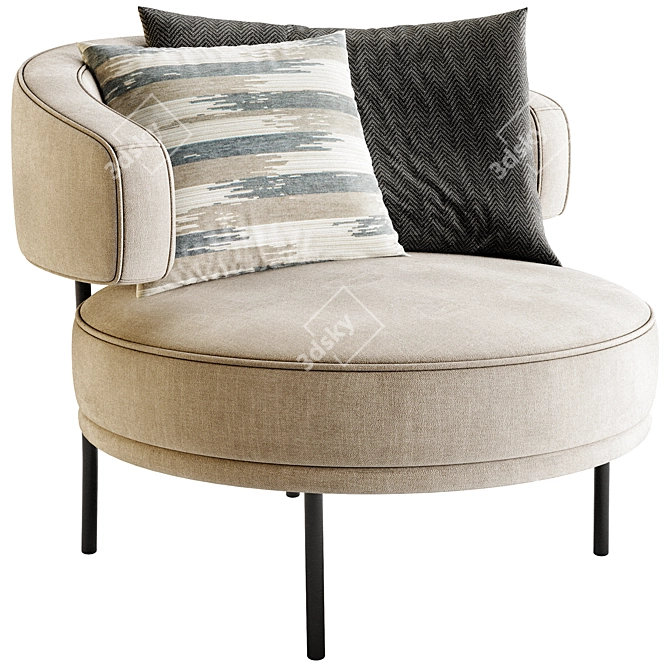 Elegant NEUILLY LOUNGE Furniture Piece 3D model image 1