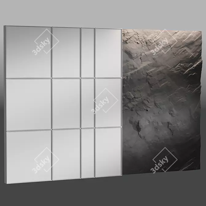 Geometric Stone Wall Panels 3D model image 3