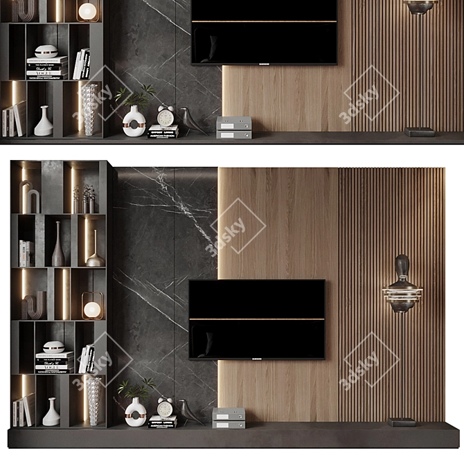 Minimalist TV Shelf 3D Model 3D model image 1
