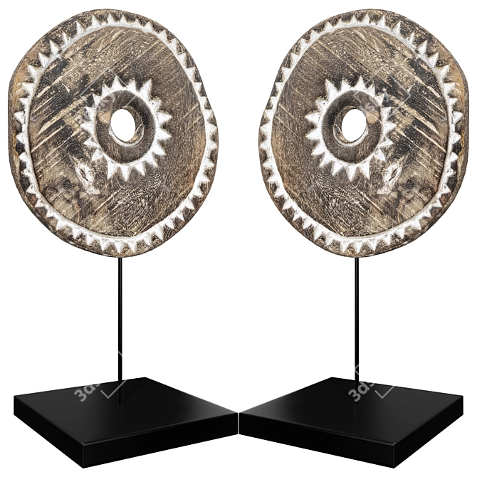 Sculpted Wheel Carving, 3-Piece Set 3D model image 1