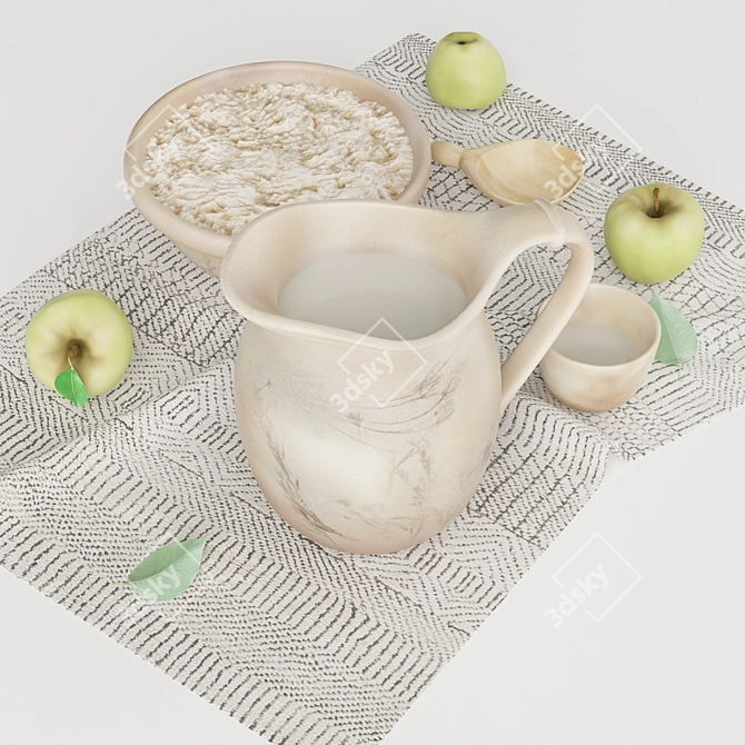 Russian Cuisine Decor Set 3D model image 6