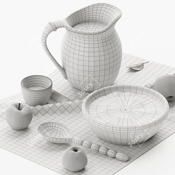 Russian Cuisine Decor Set 3D model image 7