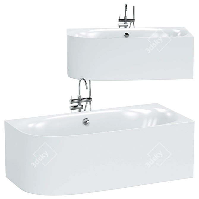 Modern Duravit Cape Cod Corner Bath 3D model image 2