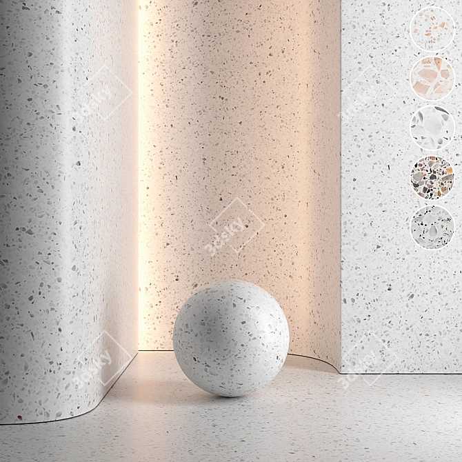 Seamless Terrazzo Marble Texture Set 3D model image 1