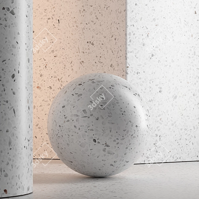 Seamless Terrazzo Marble Texture Set 3D model image 2