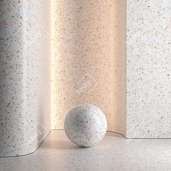 Seamless Terrazzo Marble Texture Set 3D model image 3