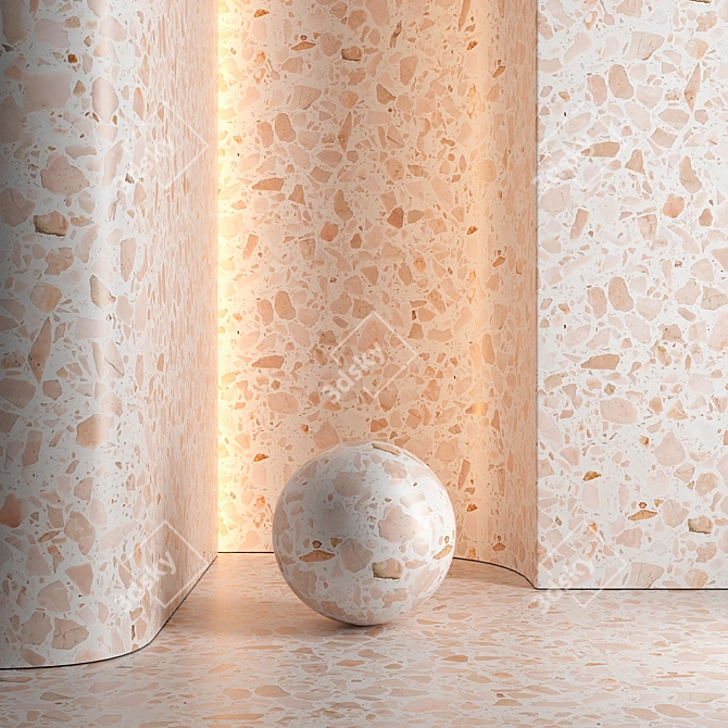 Seamless Terrazzo Marble Texture Set 3D model image 4