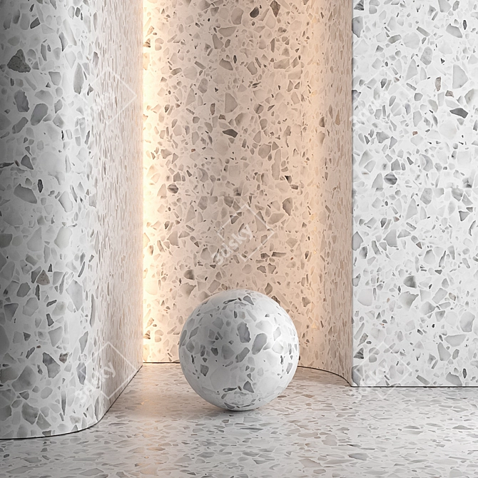 Seamless Terrazzo Marble Texture Set 3D model image 5