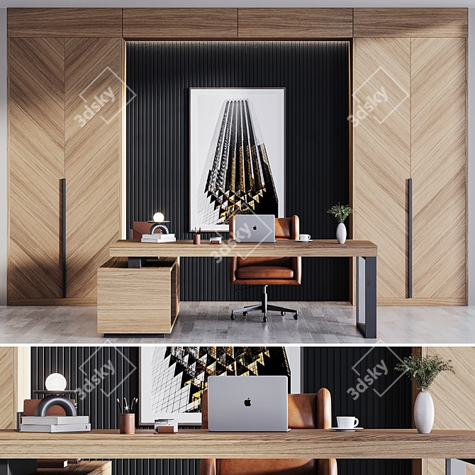 Modern Office Furniture Set 3D model image 1