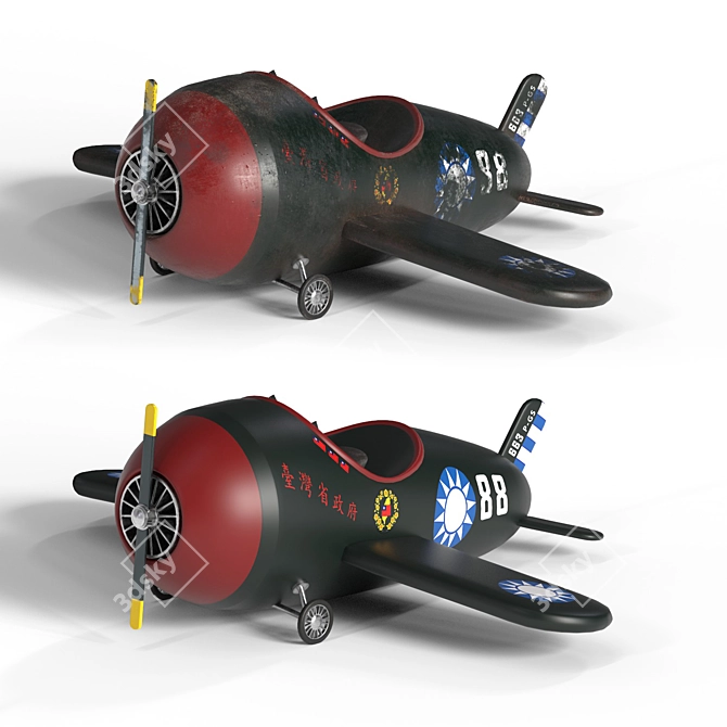 Vintage WW2 Airplane Toy Set 3D model image 4