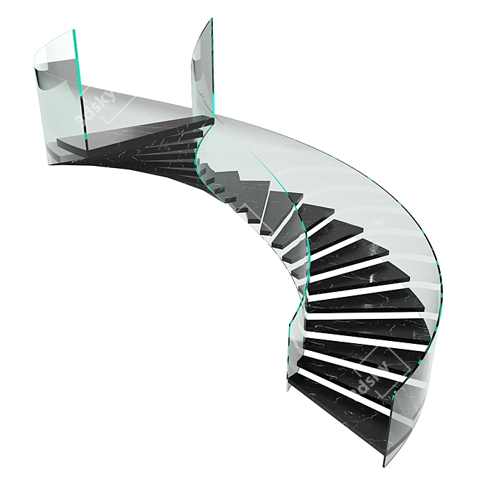 Sleek Spiral Staircase No24 3D model image 5