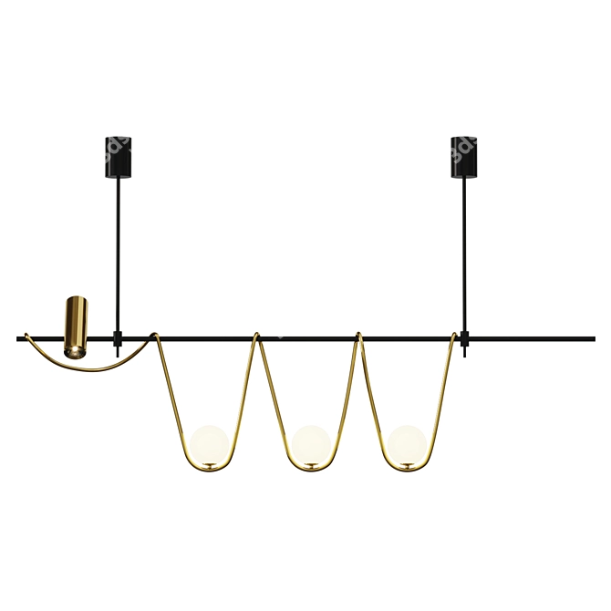 Sleek Modern Linear Island Chandelier 3D model image 1