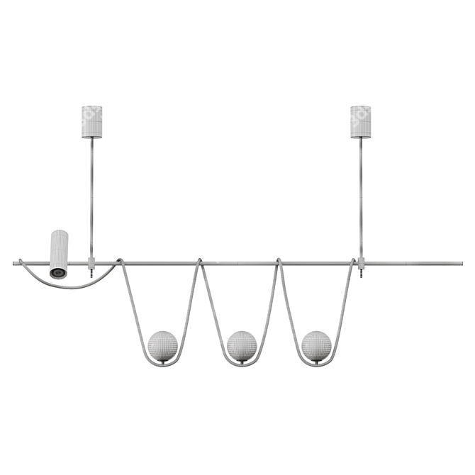 Sleek Modern Linear Island Chandelier 3D model image 3